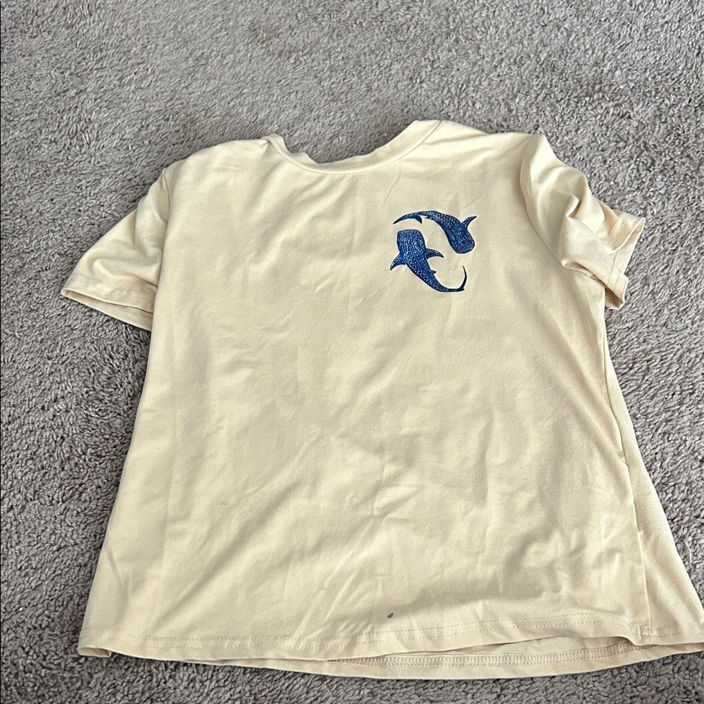 SHEIN Cream Tee with Blue Shark Design